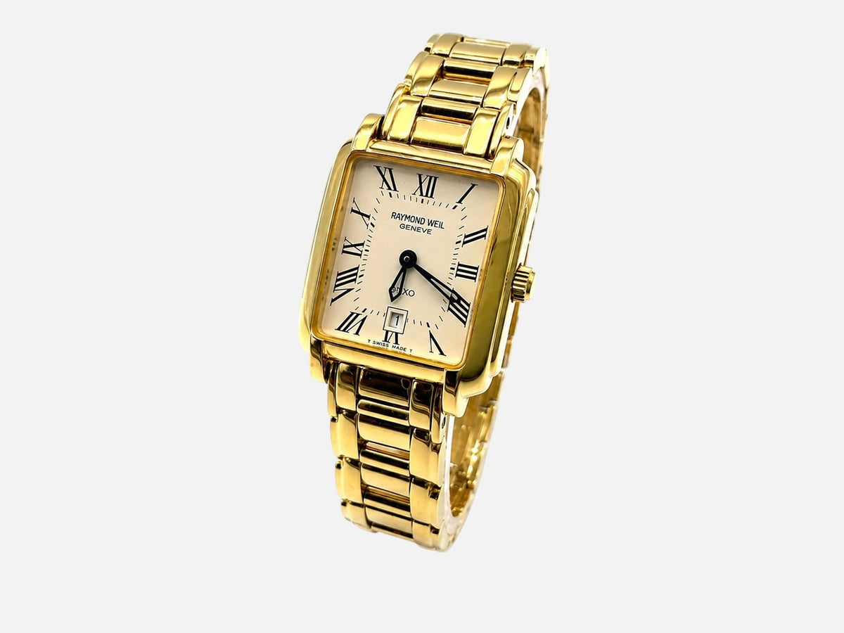 Ladies Raymond Weil Saxo 9910 Swiss ETA Quartz Watch • 6 Jewel • Gold Plated • 25×20mm