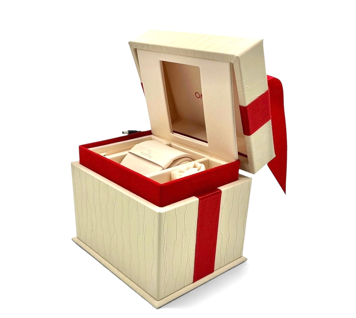 Genuine 2017 Omega De Ville Ladies Watch Box Set – Vertical Style Outer White Box