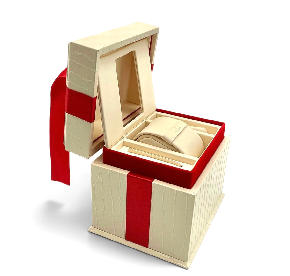 Genuine 2016 Ladies Omega Watch Box Presentation Set – Vertical Format White Outer Box