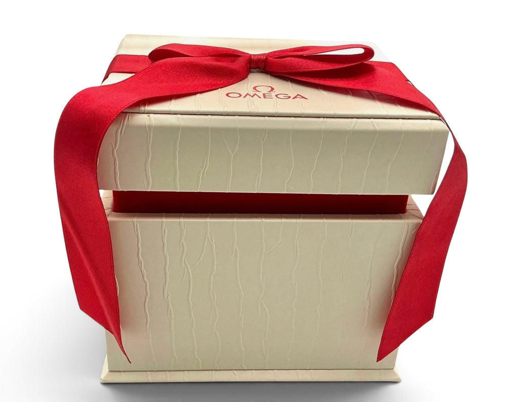 Genuine 2016 Ladies Omega Watch Box Presentation Set – Vertical Format White Outer Box