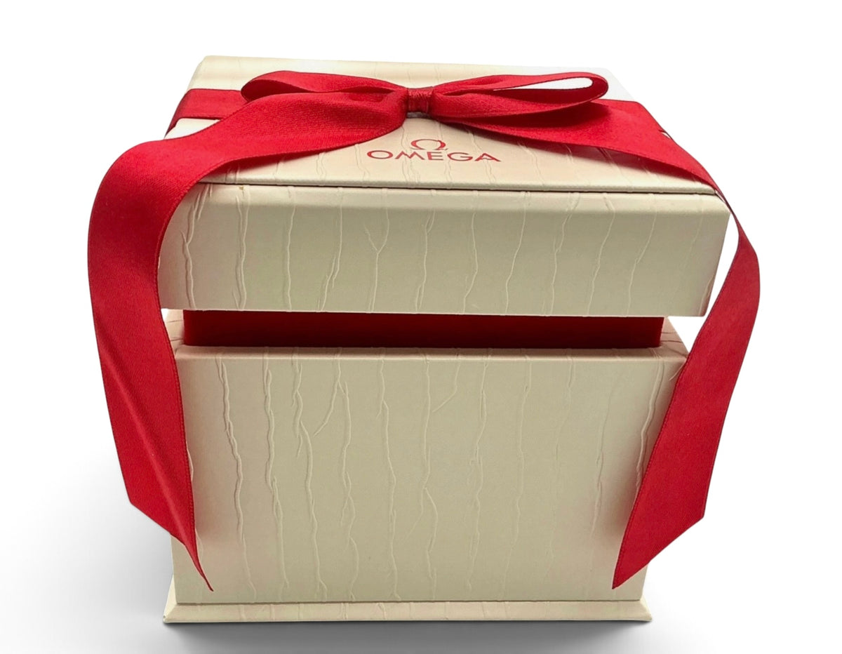 Genuine 2016 Ladies Omega Watch Box Presentation Set – Vertical Format White Outer Box