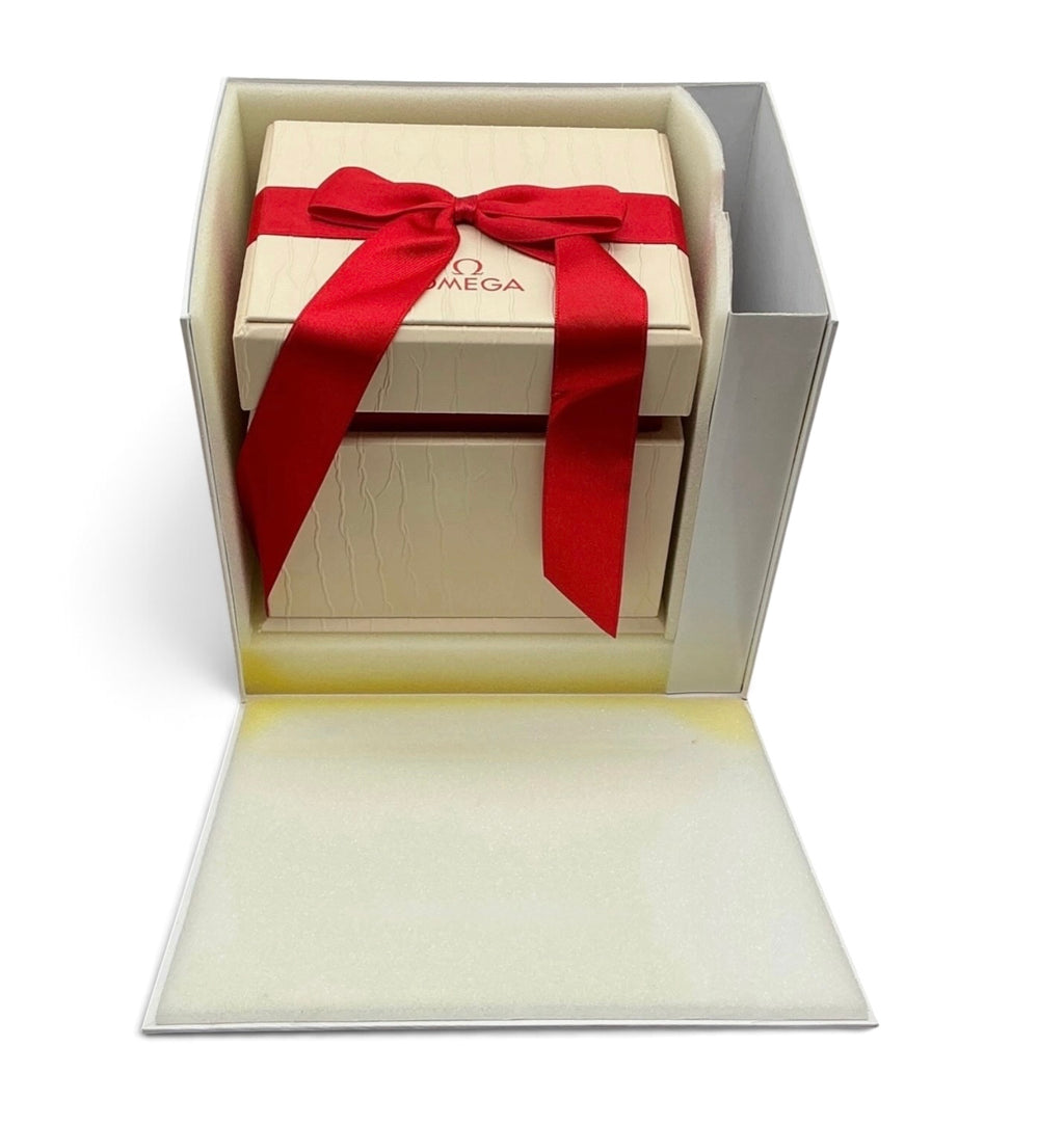 Genuine 2016 Ladies Omega Watch Box Presentation Set – Vertical Format White Outer Box