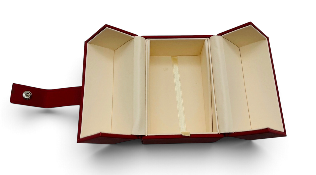 Genuine Omega Red Cube Faux Leather Watch Travel Case – Complete Set with Sleeve