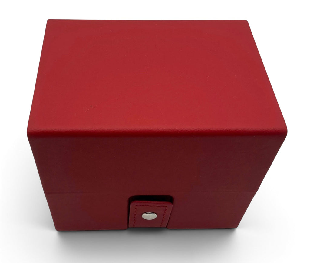 Genuine Omega Red Cube Faux Leather Watch Travel Case – Complete Set with Sleeve