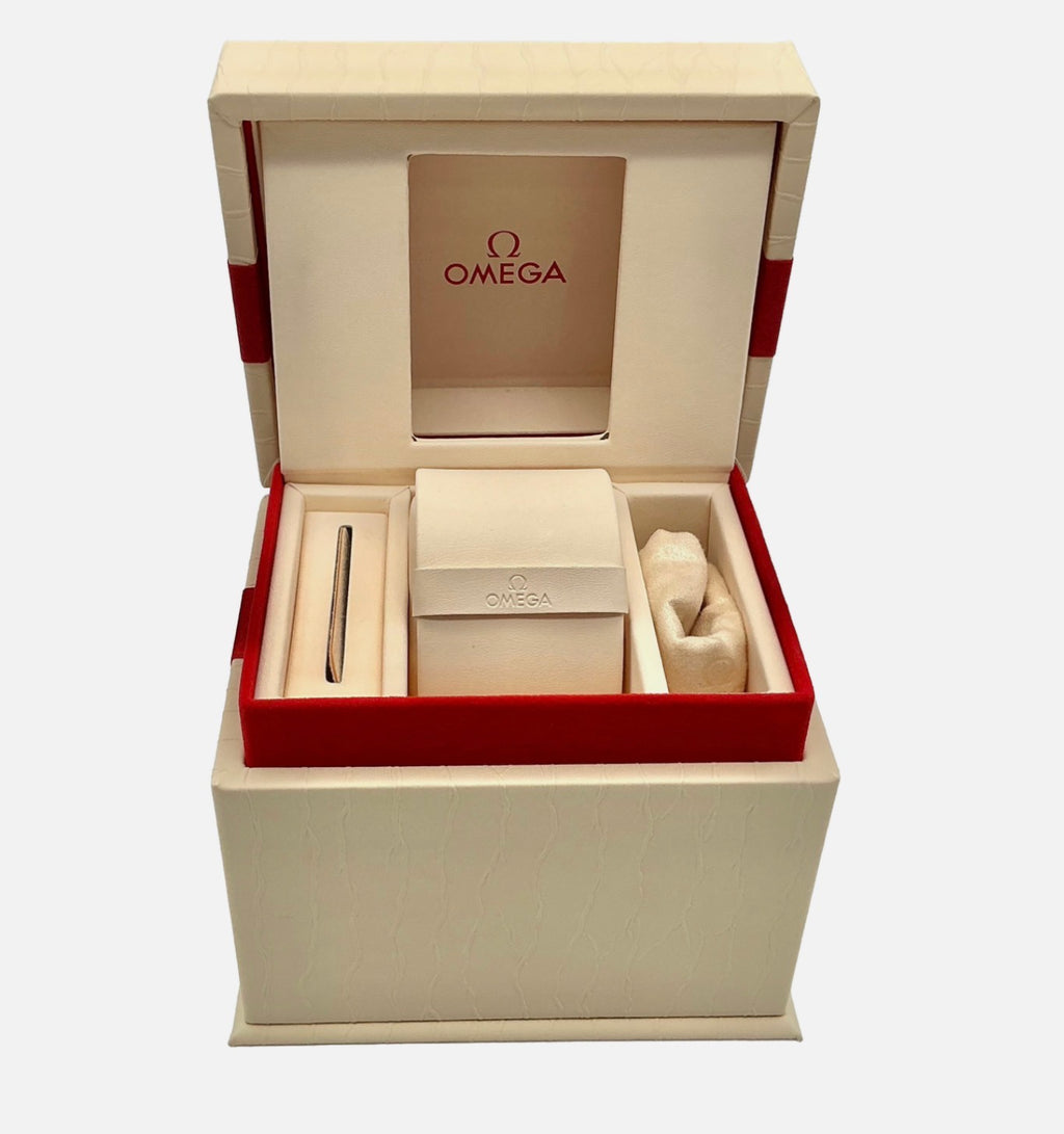 Genuine Ladies Omega OEM Constellation Manhattan 28mm Watch Box Presentation Set, Complete - Ref: O1312028606300