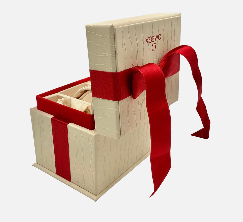 Genuine Ladies Omega OEM Constellation Manhattan 28mm Watch Box Presentation Set, Complete - Ref: O1312028606300