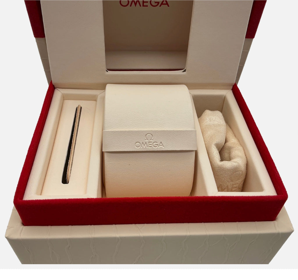 Genuine Ladies Omega OEM Constellation Manhattan 28mm Watch Box Presentation Set, Complete - Ref: O1312028606300