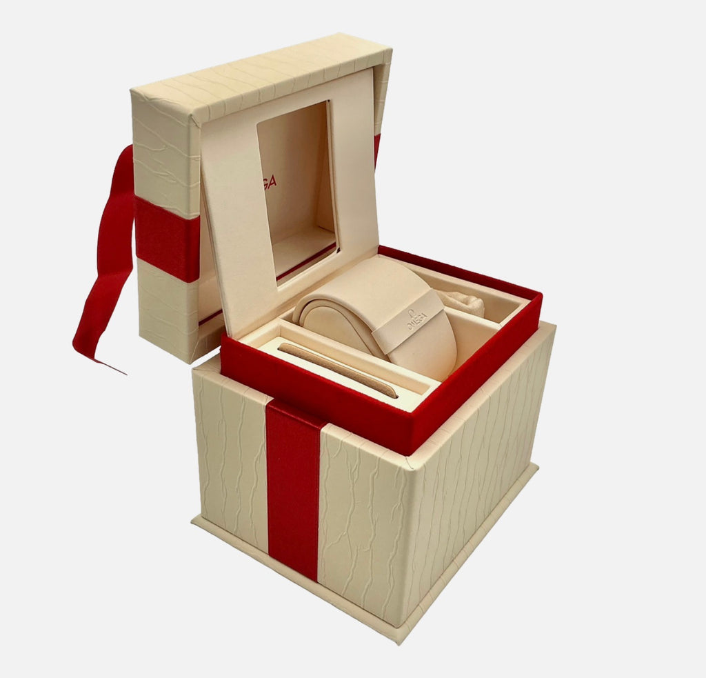 Genuine Omega Ladies De Ville Prestige Quartz 25mm OEM Watch Box Presentation Set, Full Set - Ref: O13110256055001