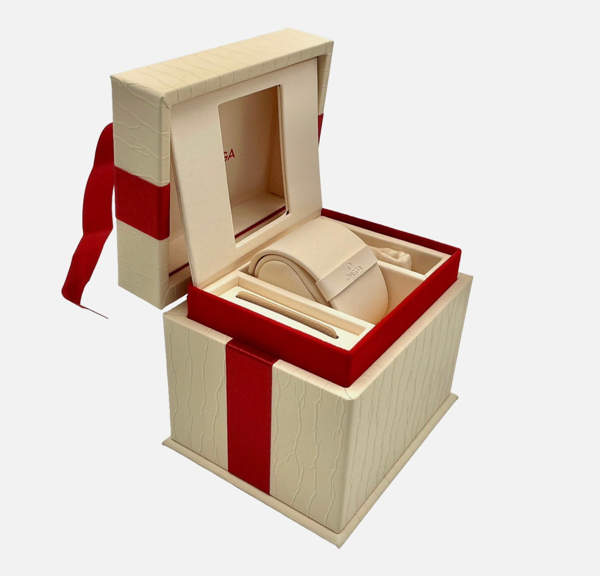 Genuine Omega Ladies De Ville Prestige Quartz 25mm OEM Watch Box Presentation Set, Full Set - Ref: O13110256055001