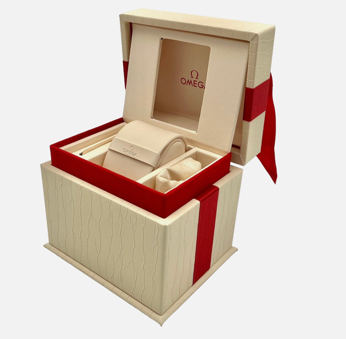Genuine Omega Ladies De Ville Prestige Quartz 25mm OEM Watch Box Presentation Set, Full Set - Ref: O13110256055001