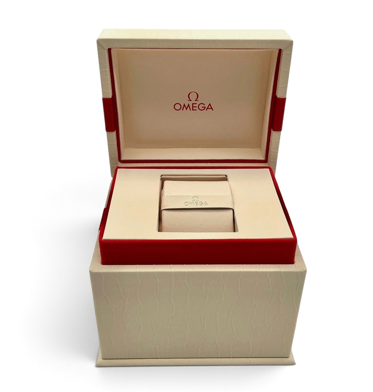 Genuine 2019 Ladies Omega Watch Box Presentation Set, Inner Box, Cushion & Pouch