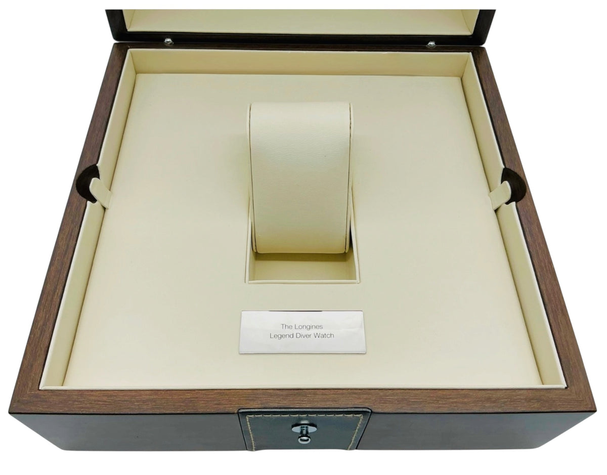 Longines Legend Diver 42mm Wooden Watch Box Presentation Set – L3.774.4.90.2