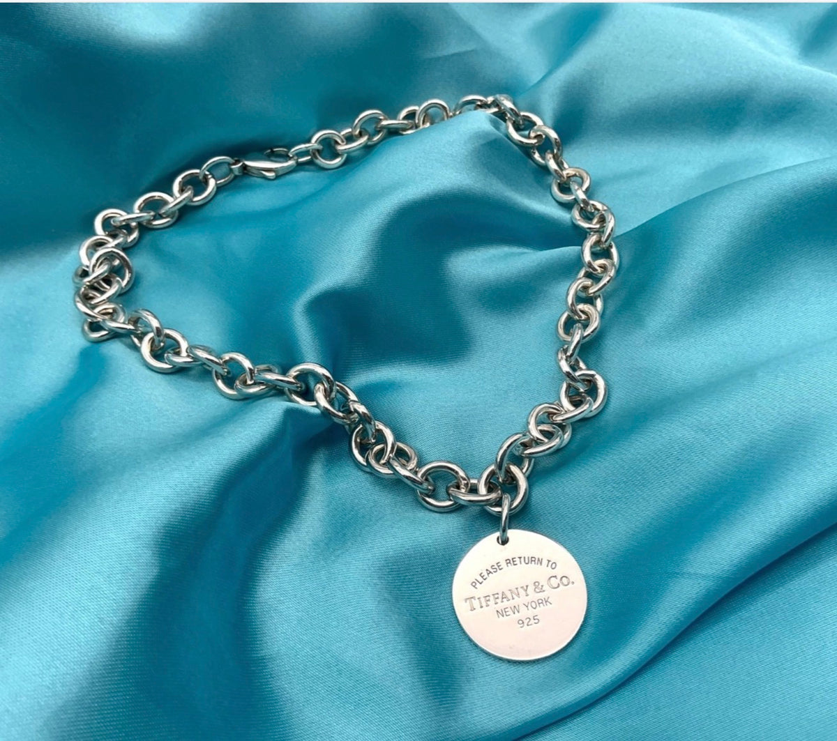 Tiffany & Co 70g Rolo Chain • Rare Round RTT Pendant • 40.5cm Unisex