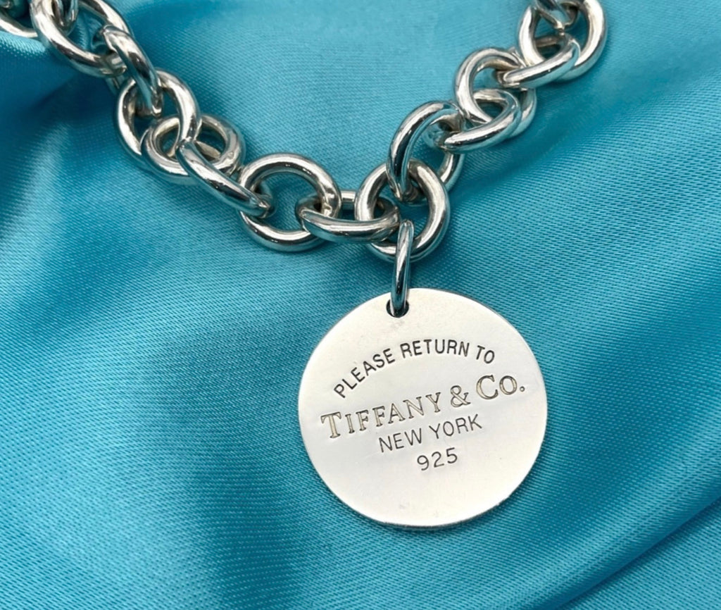 Tiffany & Co 70g Rolo Chain • Rare Round RTT Pendant • 40.5cm Unisex