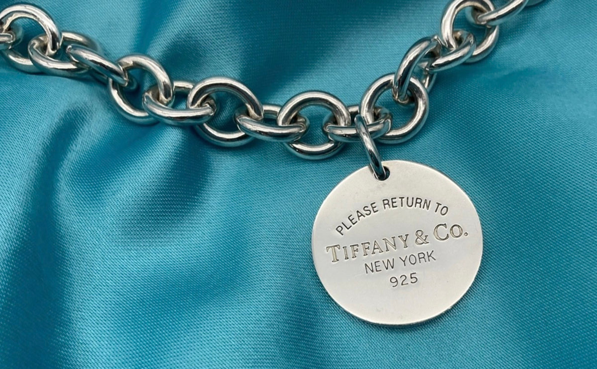 Tiffany & Co 70g Rolo Chain • Rare Round RTT Pendant • 40.5cm Unisex