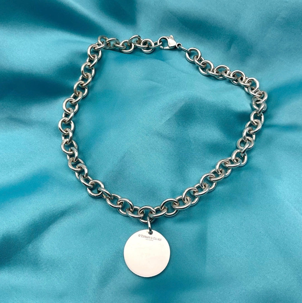 Tiffany & Co 70g Rolo Chain • Rare Round RTT Pendant • 40.5cm Unisex