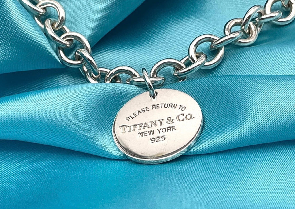 Tiffany & Co 70g Rolo Chain • Rare Round RTT Pendant • 40.5cm Unisex
