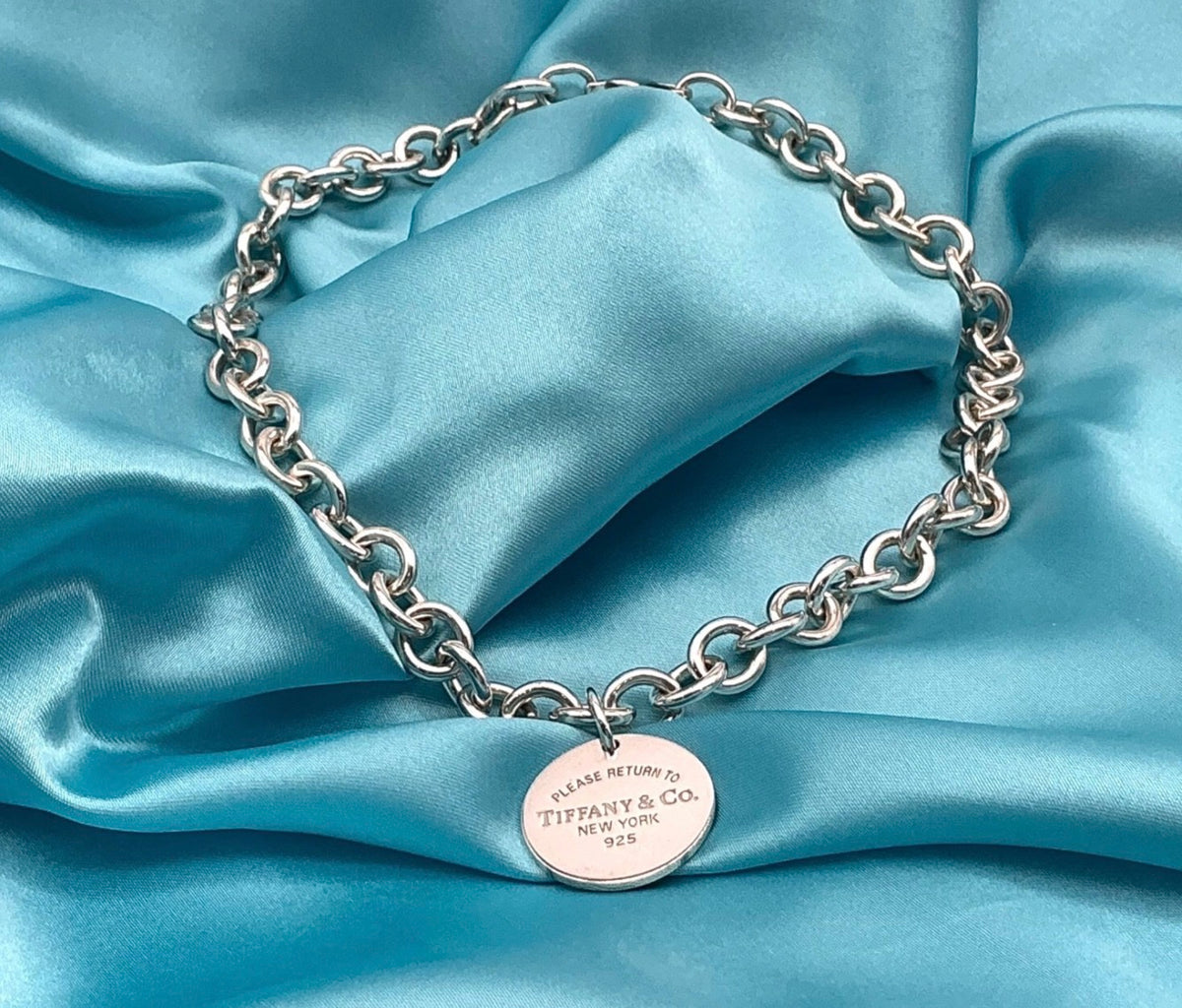 Tiffany & Co 70g Rolo Chain • Rare Round RTT Pendant • 40.5cm Unisex