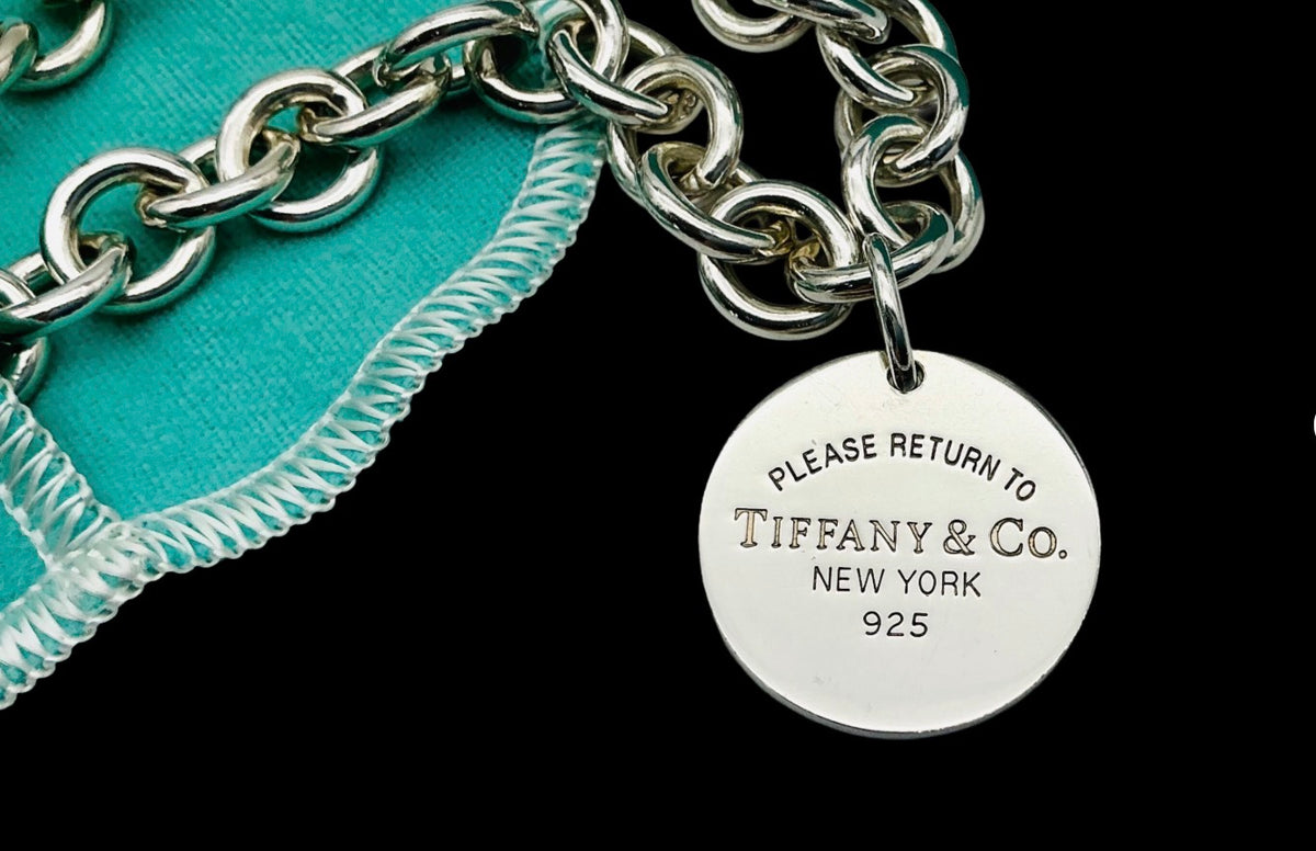 Tiffany & Co 70g Rolo Chain • Rare Round RTT Pendant • 40.5cm Unisex