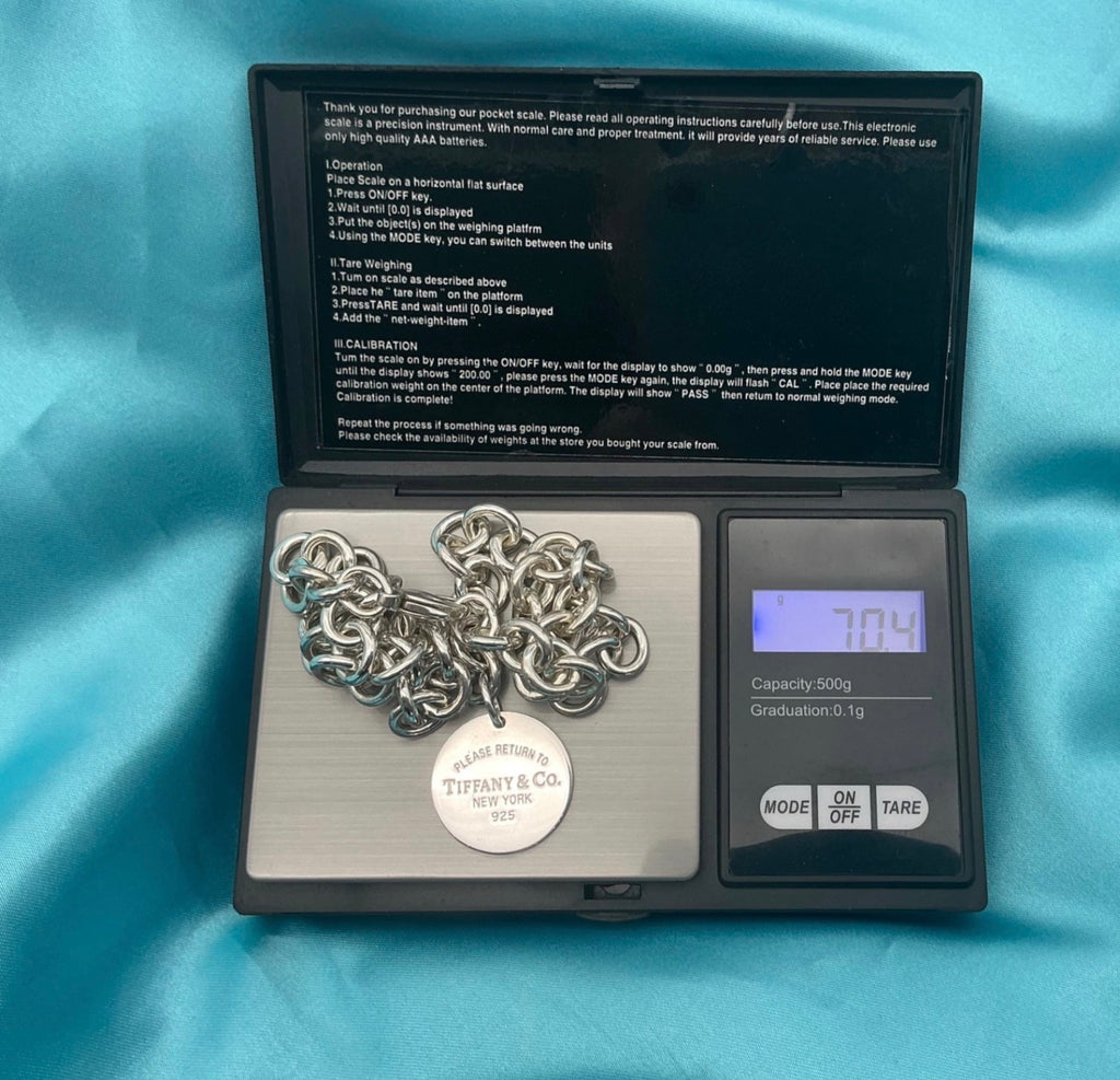Tiffany & Co 70g Rolo Chain • Rare Round RTT Pendant • 40.5cm Unisex