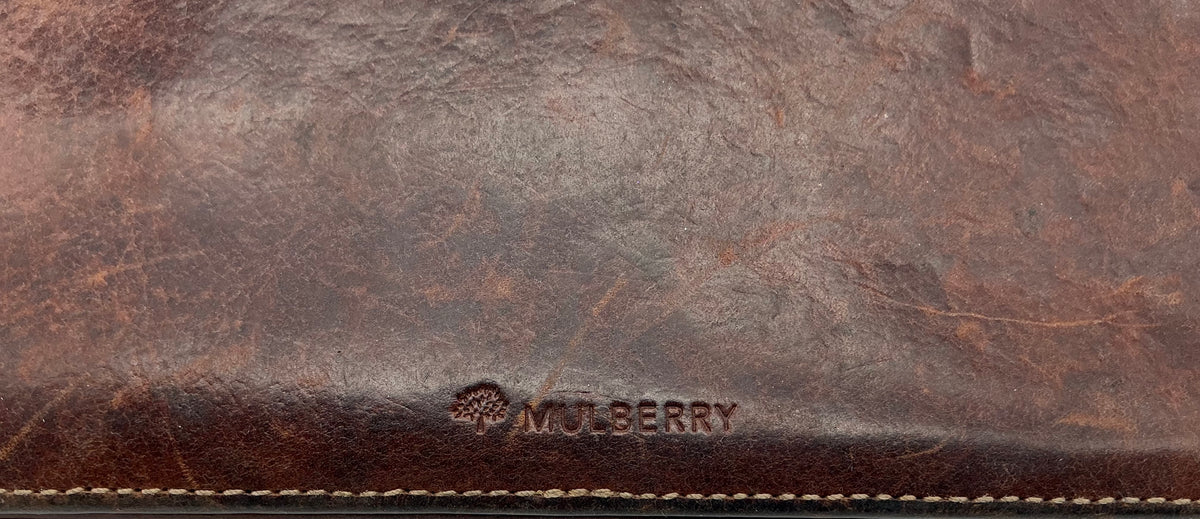 Vintage Mulberry Bayswater Clutch Wallet in Brown Darwin Leather — Tree-Logo Lining
