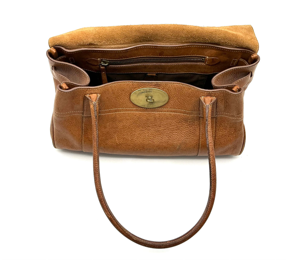 Vintage Mulberry Darwin Leather Structured Boston Bag – Unlined, Made in Turkey (Code 526658)