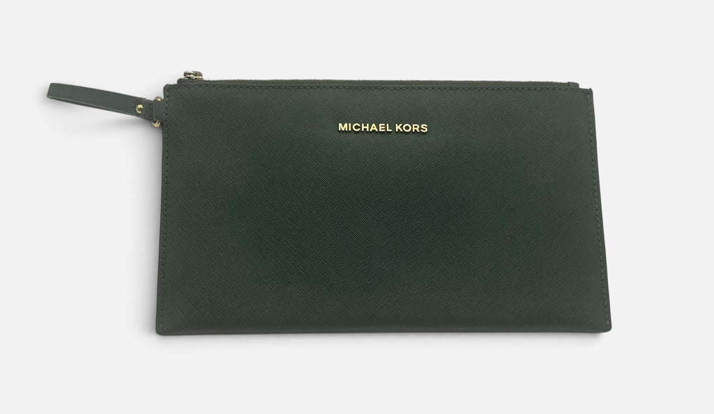 Michael Kors Jet Set Travel Leather Pochette – Moss Green (32S3GTVW3L)