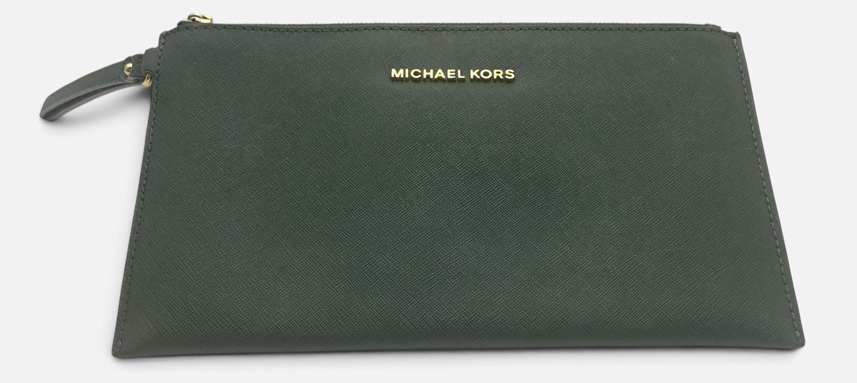 Michael Kors Jet Set Travel Leather Pochette – Moss Green (32S3GTVW3L)