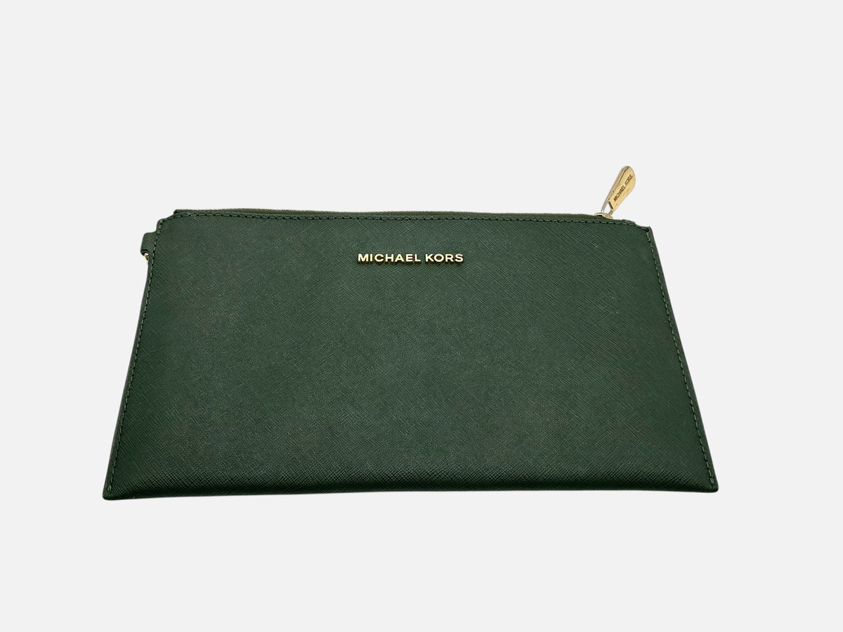 Michael Kors Jet Set Travel Leather Pochette – Moss Green (32S3GTVW3L)