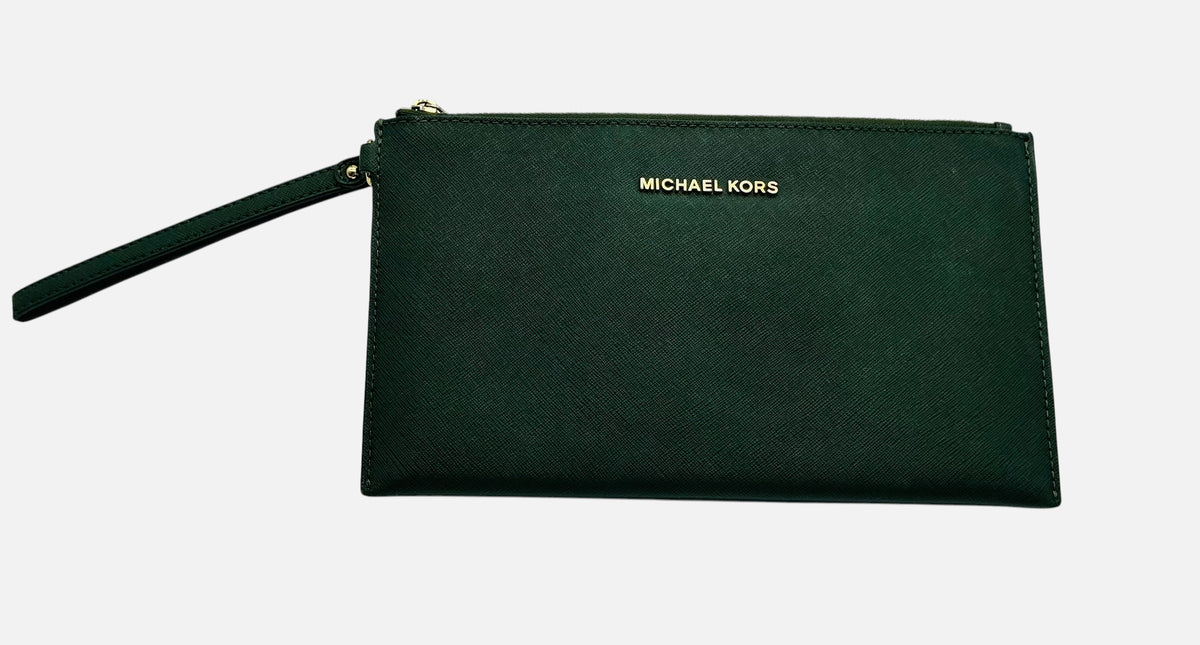 Michael Kors Jet Set Travel Leather Pochette – Moss Green (32S3GTVW3L)