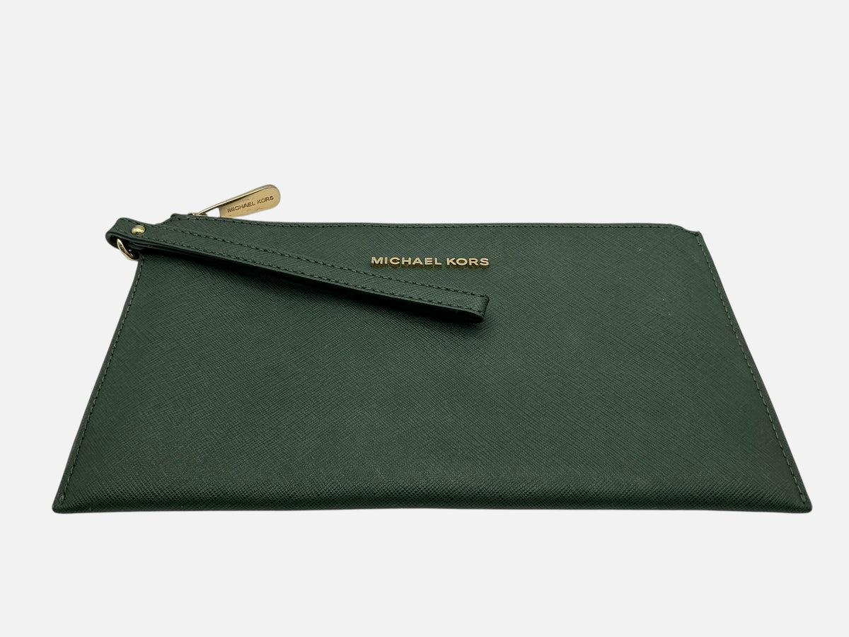 Michael Kors Jet Set Travel Leather Pochette – Moss Green (32S3GTVW3L)