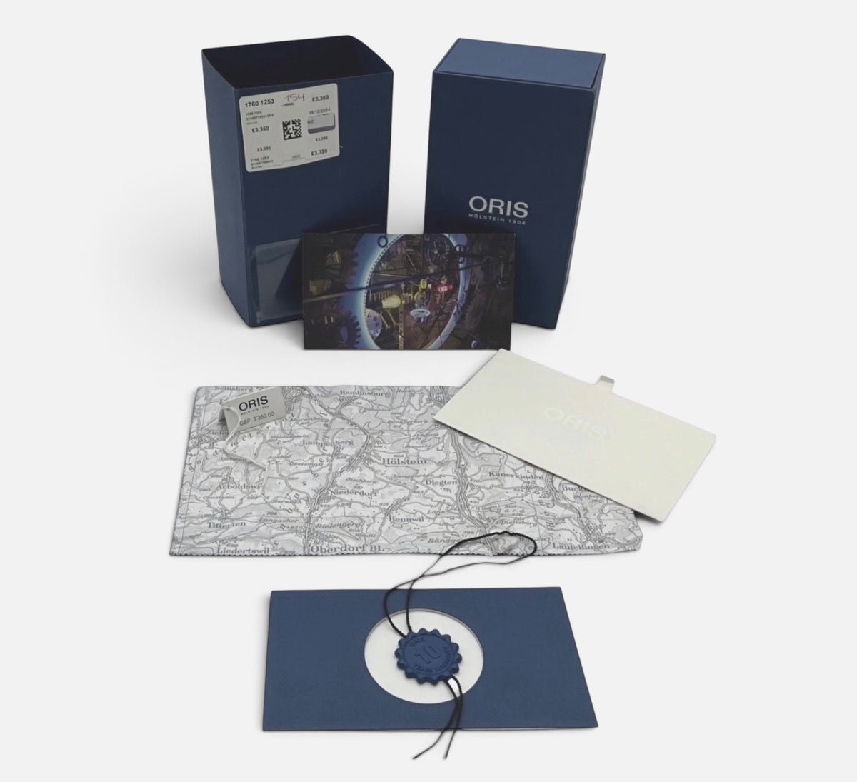 Oris Aquis Calibre 400 Full OEM Watch Box Presentation Set, Tags, Sleeve, Cloth