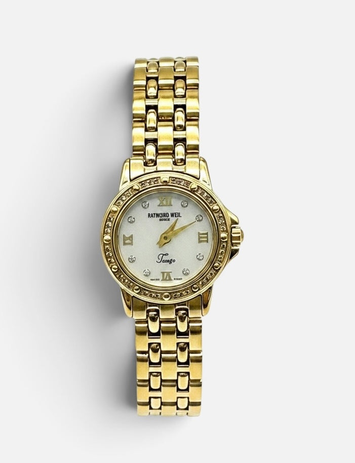 Raymond Weil Tango 5860 Ladies Diamond MOP Dial Gold-Plated Quartz Watch 22mm