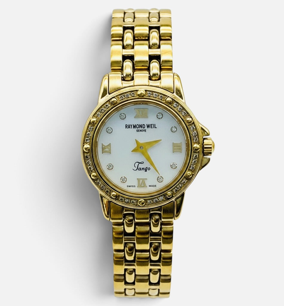 Raymond Weil Tango 5860 Ladies Diamond MOP Dial Gold-Plated Quartz Watch 22mm
