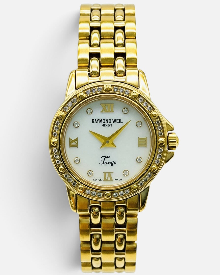 Raymond Weil Tango 5860 Ladies Diamond MOP Dial Gold-Plated Quartz Watch 22mm