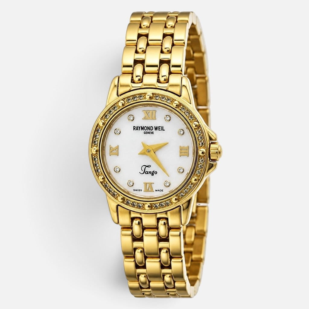 Raymond Weil Tango 5860 Ladies Diamond MOP Dial Gold-Plated Quartz Watch 22mm