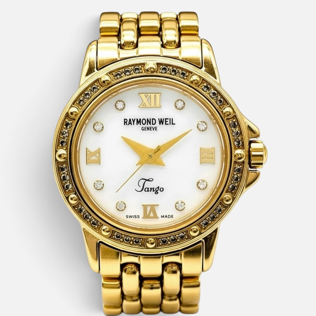 Raymond Weil Tango 5860 Ladies Diamond MOP Dial Gold-Plated Quartz Watch 22mm