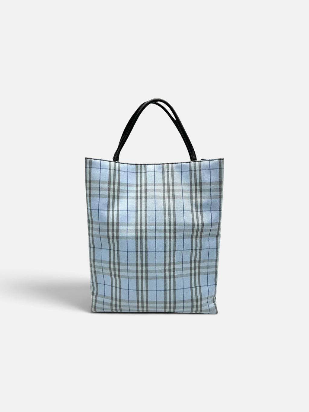 Burberry Textile Blue Check Large Tote – Rare Colour – Leather Handles – Burberry London