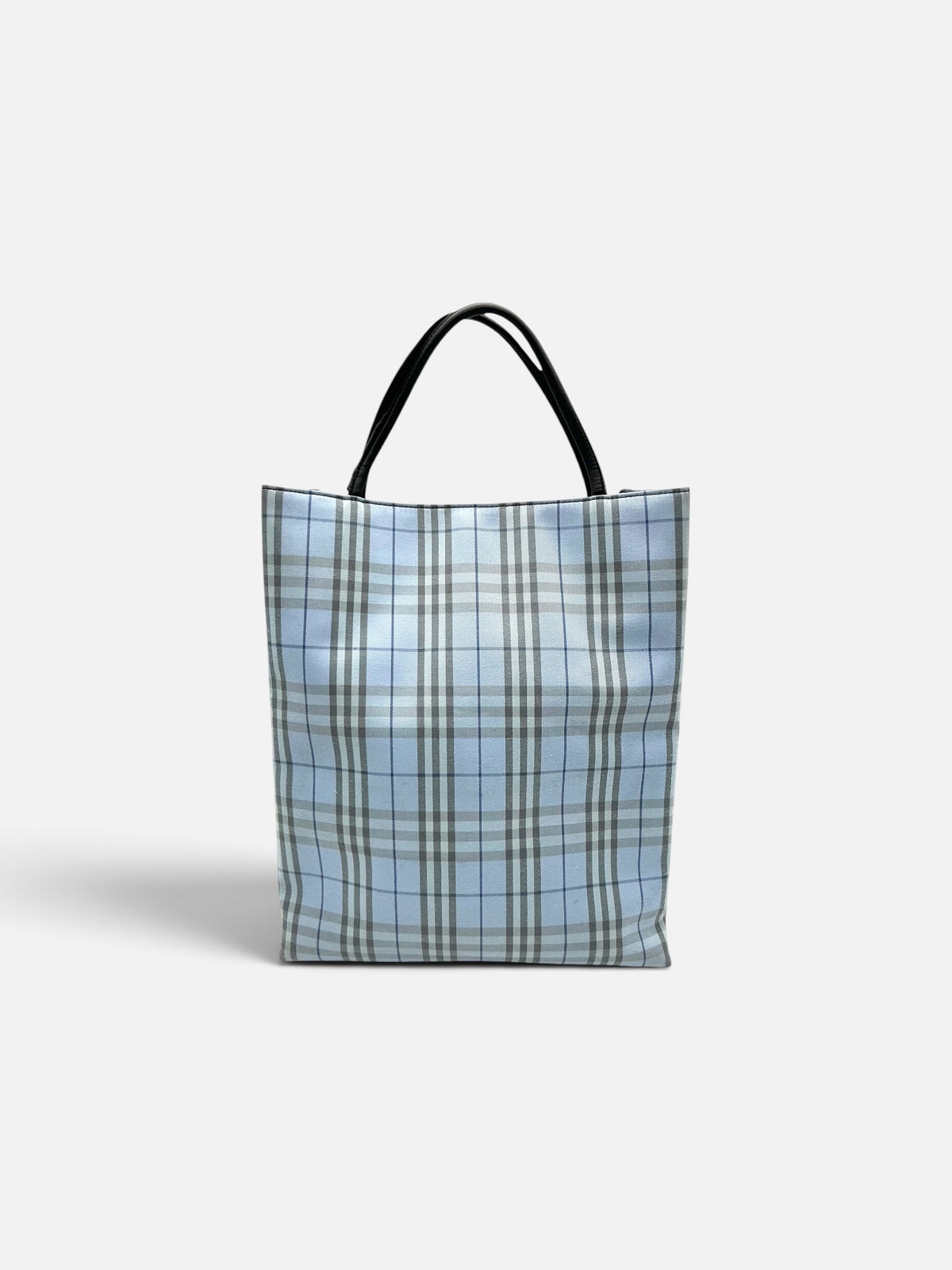 Burberry Textile Blue Check Large Tote – Rare Colour – Leather Handles – Burberry London