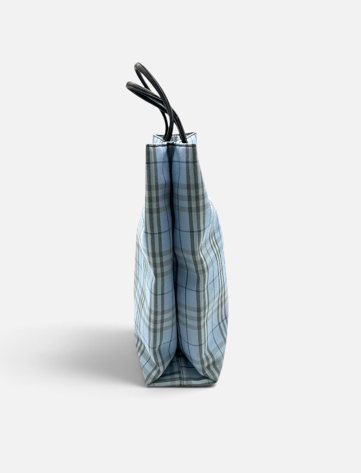 Burberry Textile Blue Check Large Tote – Rare Colour – Leather Handles – Burberry London
