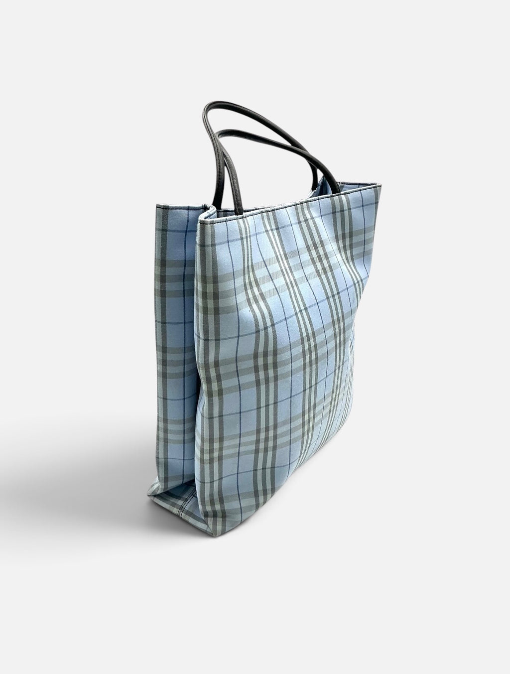 Burberry Textile Blue Check Large Tote – Rare Colour – Leather Handles – Burberry London