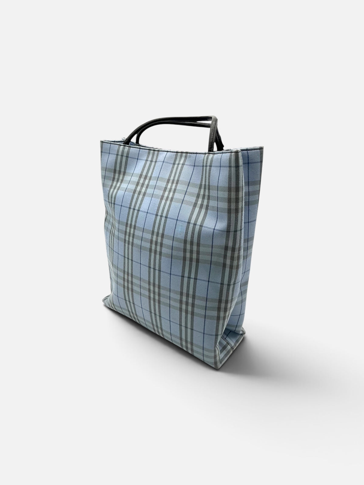 Burberry Textile Blue Check Large Tote – Rare Colour – Leather Handles – Burberry London