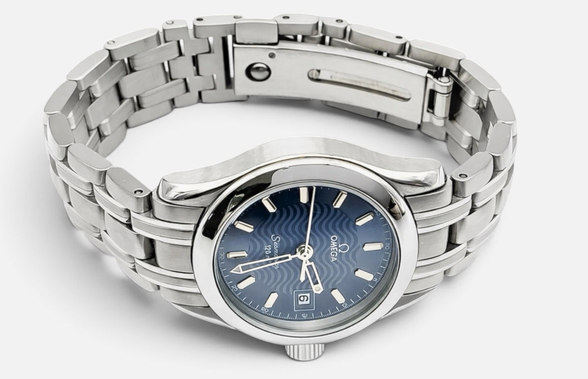 Vintage 1998 Omega Seamaster 120M Ladies Blue Wave 2581.81 • STS 2026 • Full Set