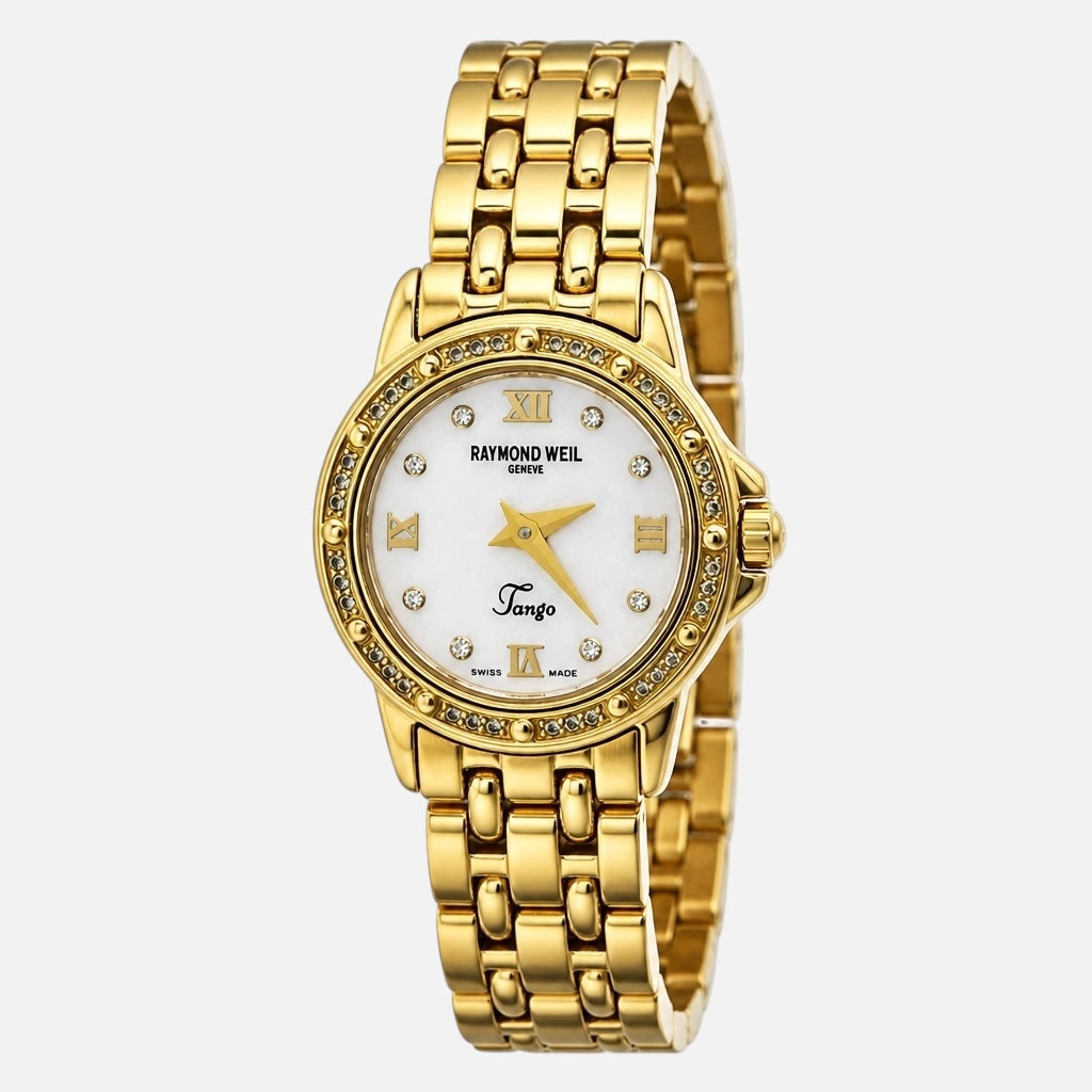 Raymond Weil Tango 5860 Ladies Diamond MOP Dial Gold-Plated Quartz Watch 22mm