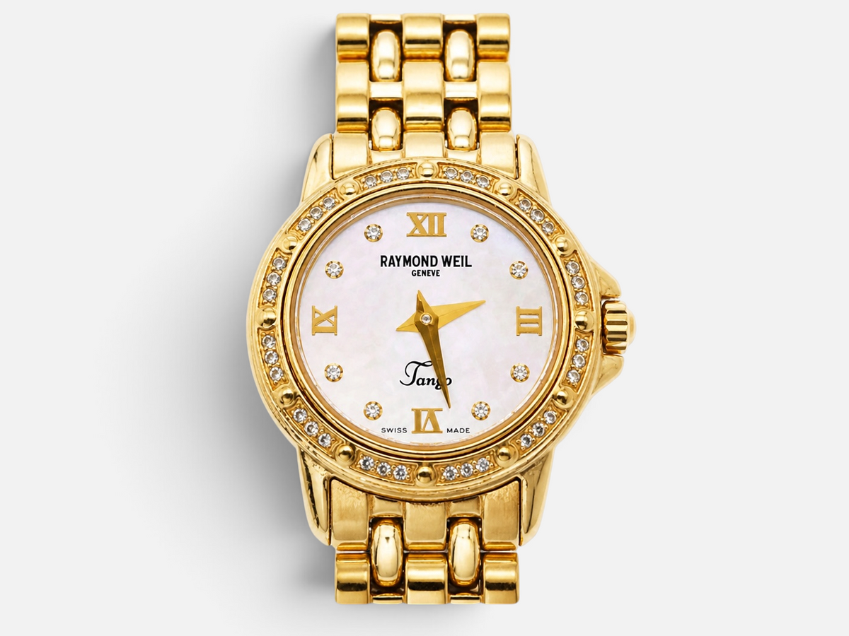 Raymond Weil Tango 5860 Ladies Diamond MOP Dial Gold-Plated Quartz Watch 22mm